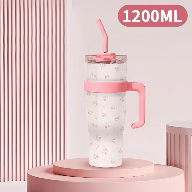 Tumbler Bunga Kecil Botol Minum Aesthetic Stainless Steel CUP 1200 ML Termos Teh Kopi Gelas Vacum Ta