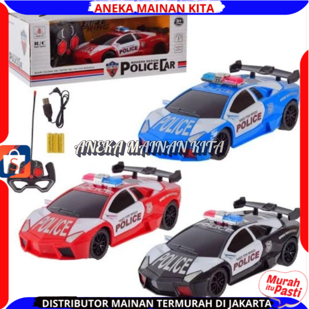 Mobil Remote Control Polisi Drift Full Function Mainan Anak Lampu LED RC Car Besar