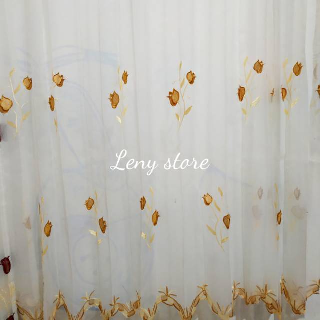 [LENYS] Fitras bordir/vitras putih/vitrase bordir tulip matahari furing/vitrace jendela/gorden