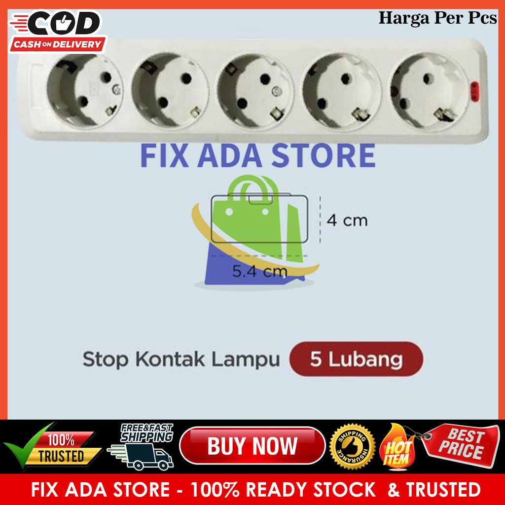 Stop Kontak Dutron Tanpa Kabel Dengan Saklar Lampu LED Indikator Socket Arde Kontak Besi Dalam Body 