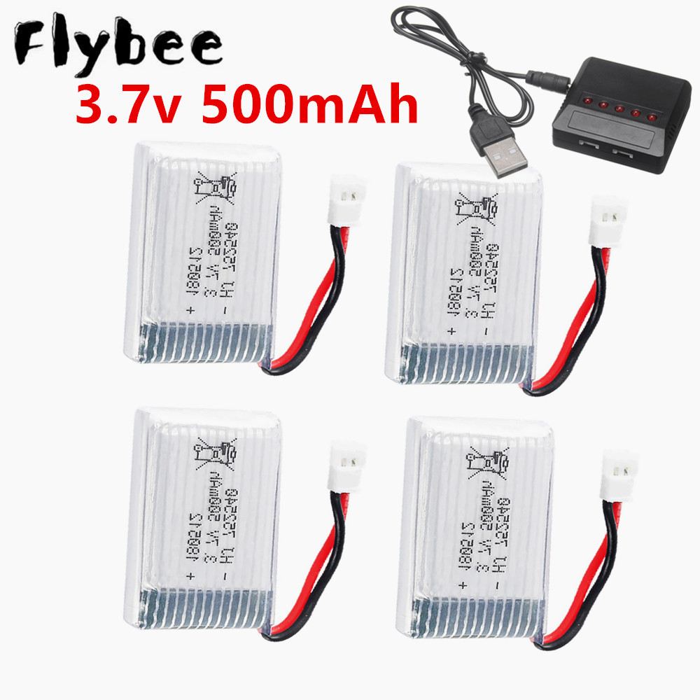 752540 3.7V 1S 500mAh Lipo Battery with Charger For H107 H31 KY101 E33C E33 RC Drone Helicopter Spar