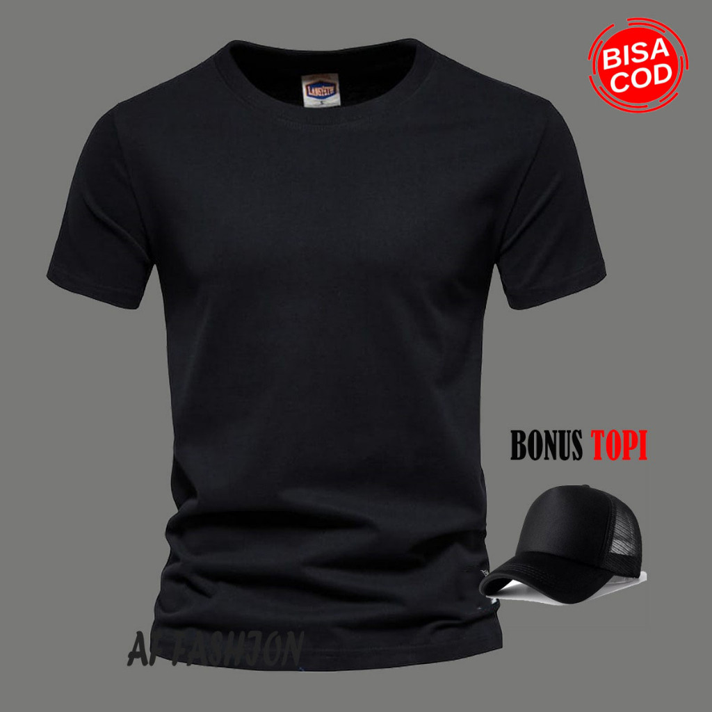 Bonus Topi .. Baju Kaos Distro Polos Terkeren 1605 < Baju Lengan Pendek Premium Quality >Af_Fashion 