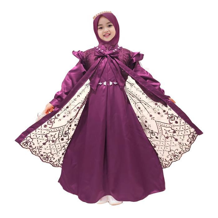 PROMO LEBARAN gamis anak mahogany perempuan Syafira 2-13tahun , gamis anak burgundy perempuan , gami
