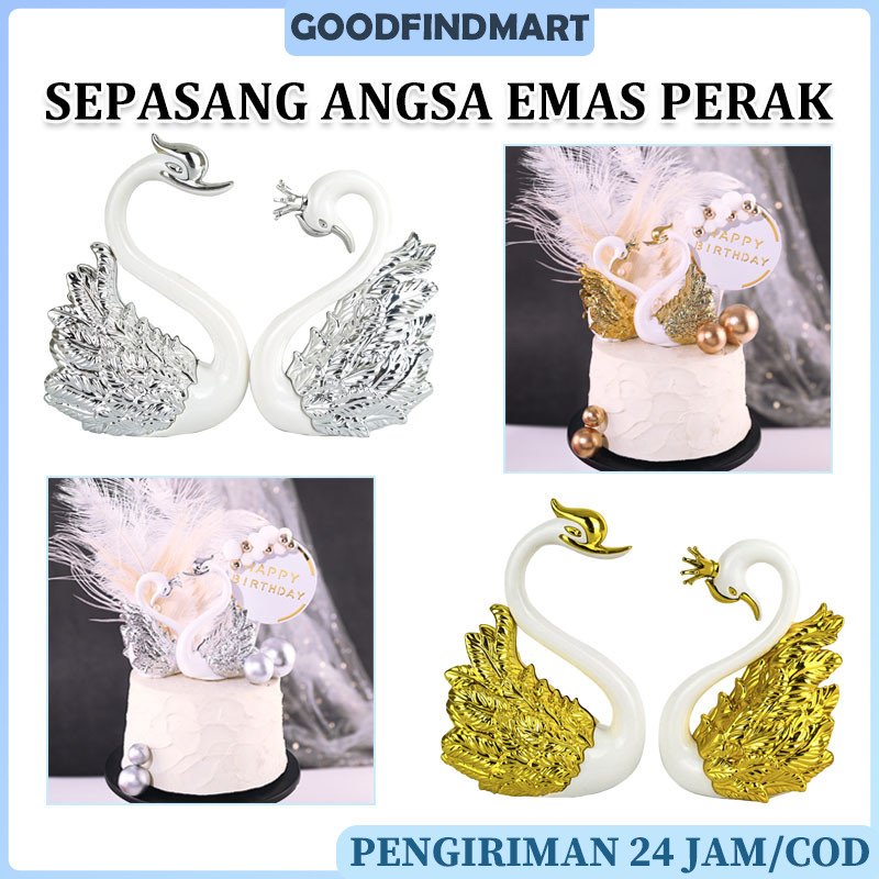 Angsa Dekorasi Pernikahan Sepasang / Model Swan & Flaminggo / Warna Metalik Gold Silver / Untuk Meja