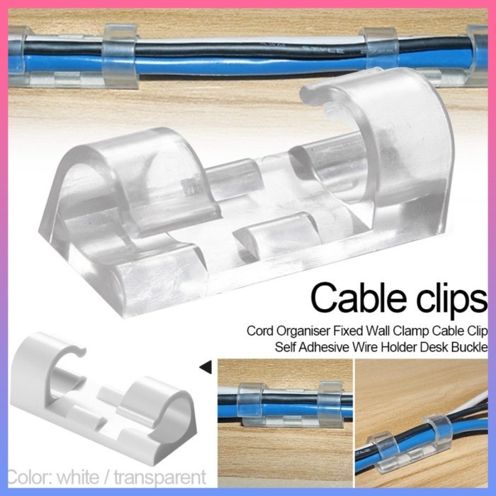 Stiker Kabel Klem Tempel klip Pengatur Kabel Organizer Cable Clip Management USB Charger isi 20 dan 