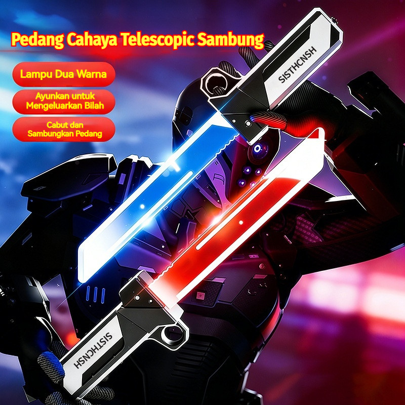 Pedang Keren Bercahaya Dua Bilah untuk Anak/Pedang Retractable Dua Bilah/Mainan pedang ganda
