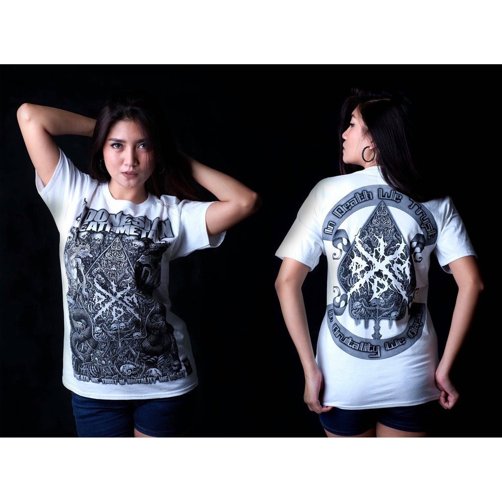 INDONESIAN DEATH METAL WAYANG WHITE KAOS METAL KAOS DEATH METAL BAJU METAL BAJU DEATH METAL