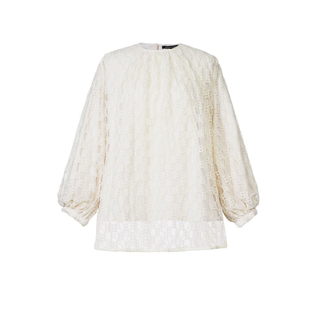 Buttonscarves Monogram Embroidery Blouse - Cream (L)