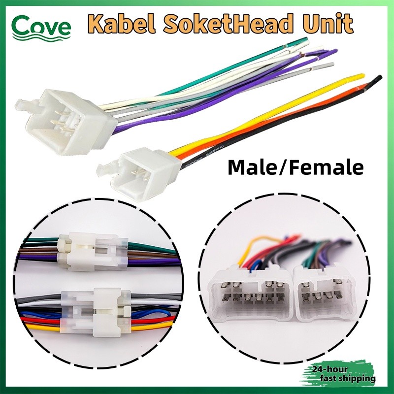 Soket Head Unit Tape Mobil Toyota Daihatsu Male Female 10+6 Pin Plug and Play Soket Android Cocok Av