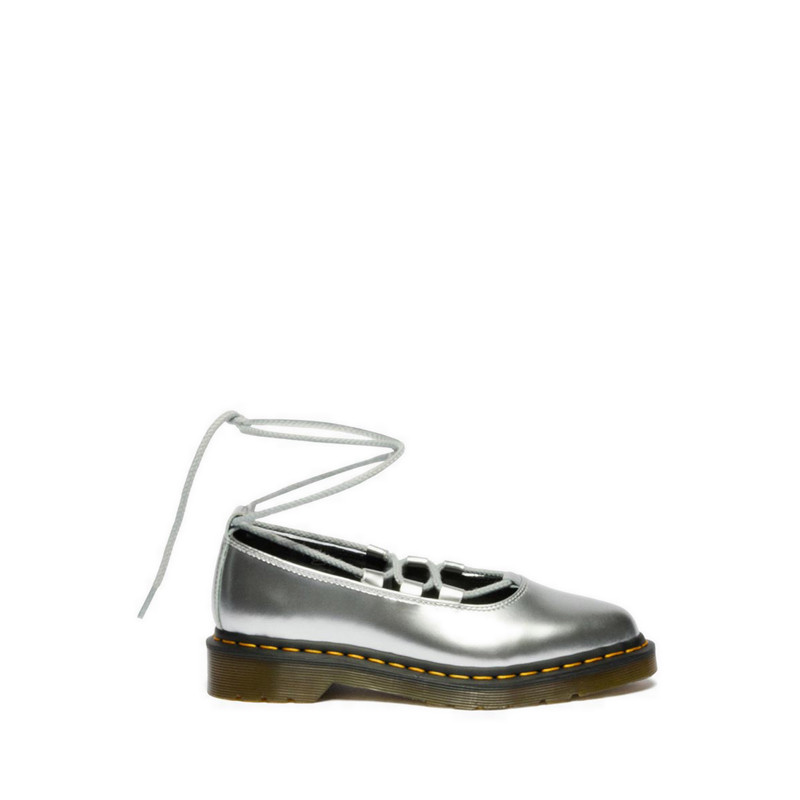 Dr. Martens Elphie II Lace Up Shoe Silver Metallic Patent Lamper