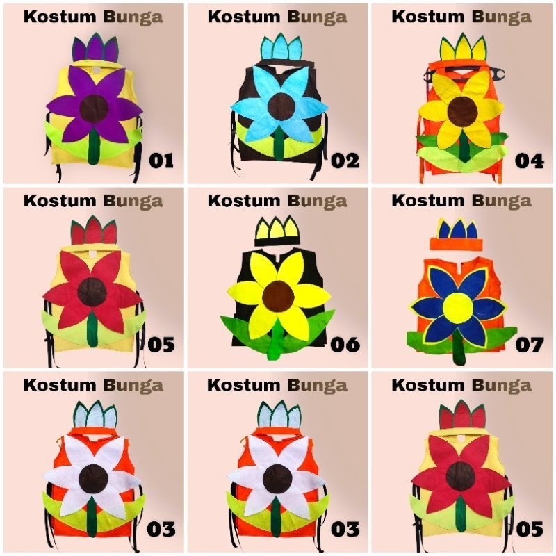 Ready kostum bunga matahari /kostum karnaval/ kostum Agustusan kain flanel ,kostum tari kostum penta