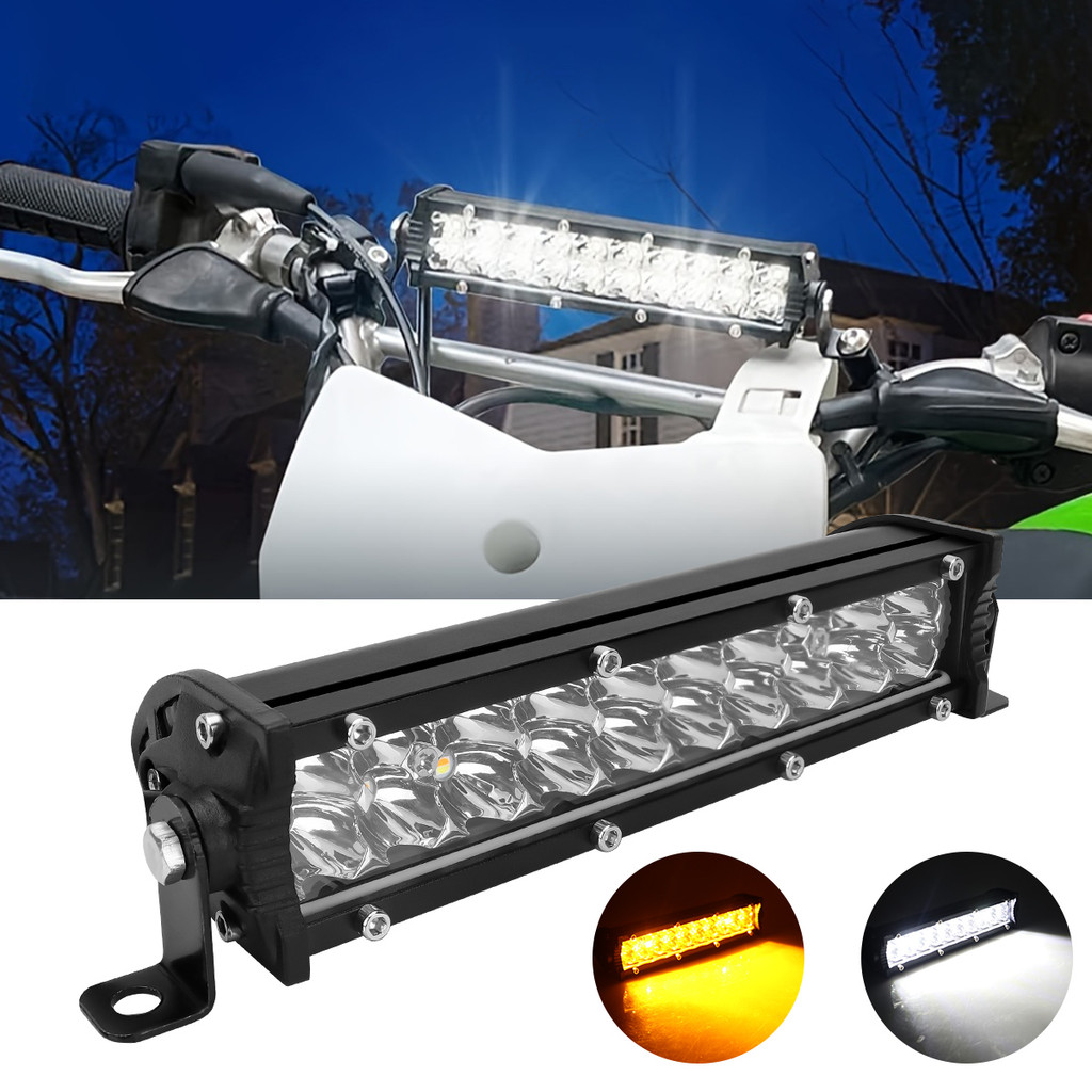 Set Lampu Kerja LED Mobil 12V 24V, Aluminium, Putih Kuning, Lampu Sorot Berkedip, Lampu Siang Hari U