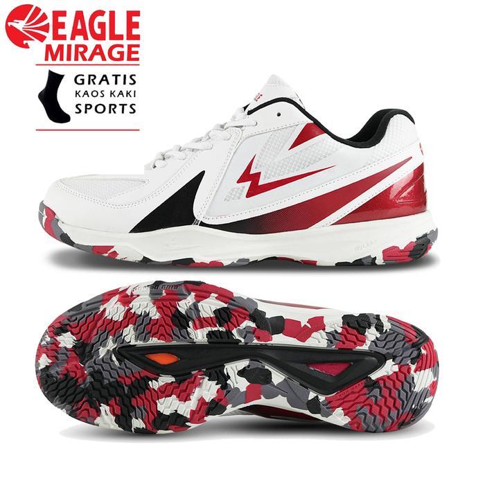 Sepatu Badminton Eagle Mirage Warna Putih Original Sepatu Bulu Tangkis Eagle - Putih, 37