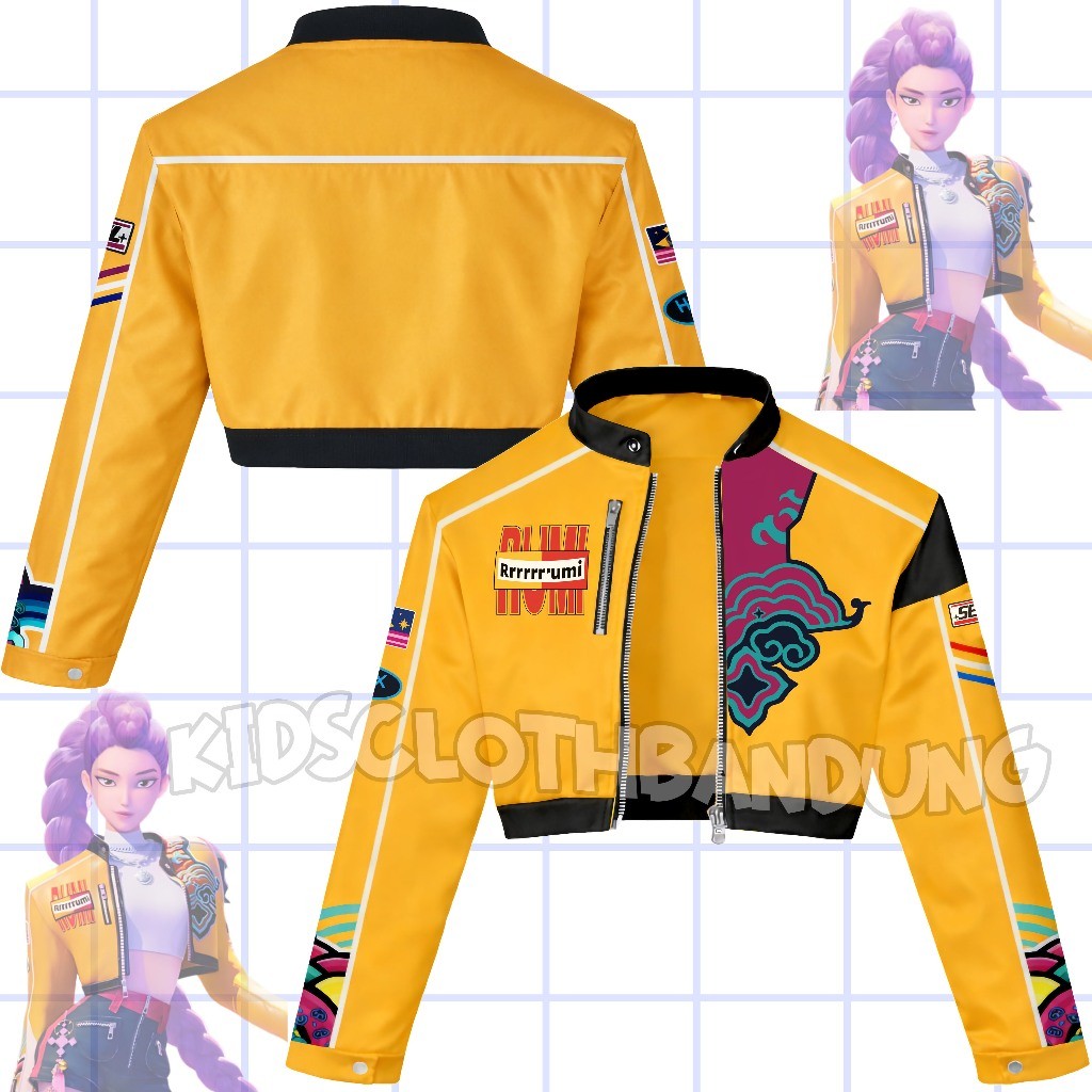 SLIDEBAR Jaket Anak Anak Crop Top Rumi Huntrix Kpop Demon Hunters / Jaket Anak Anak Crop Top Laki La