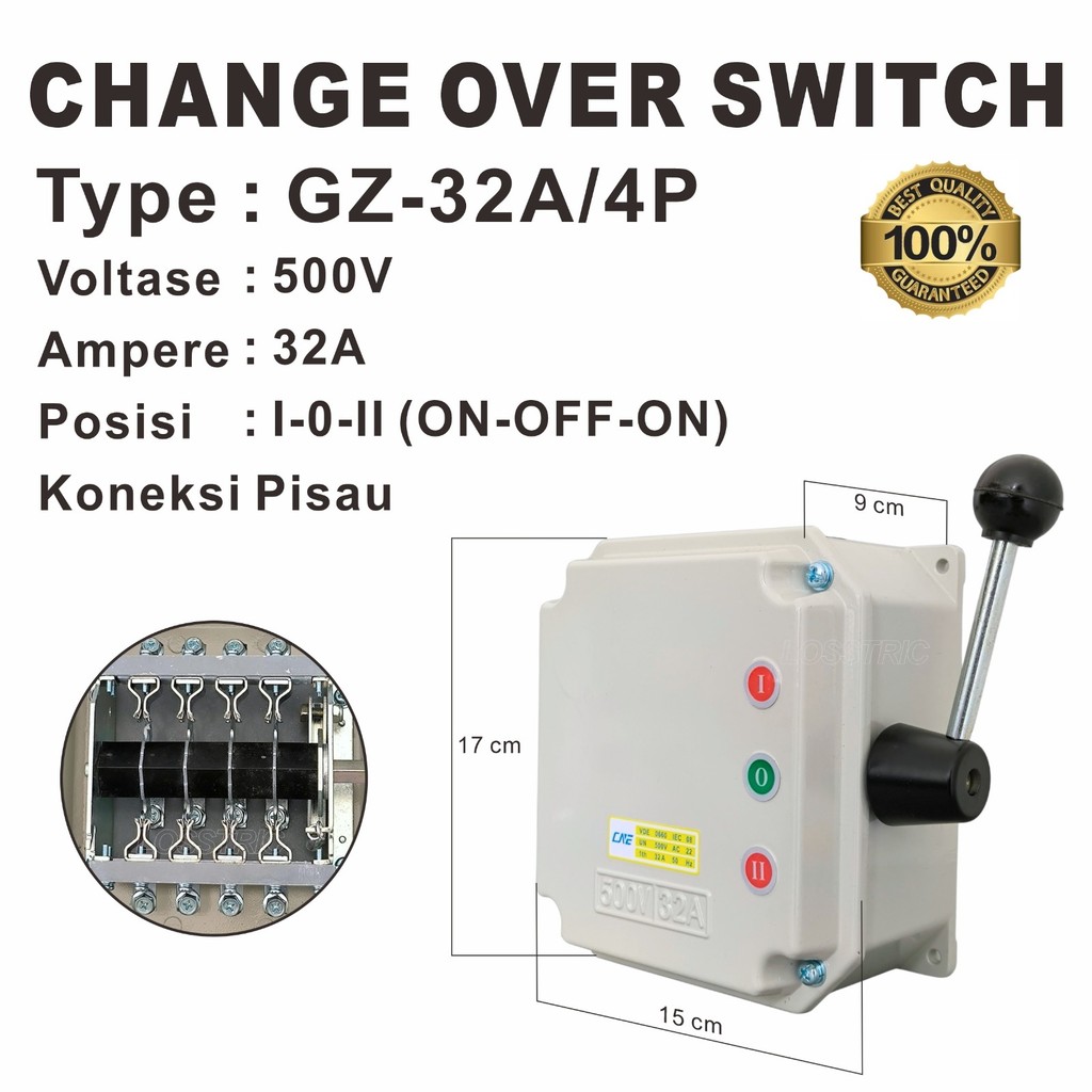 COS MODEL PISAU CHANGE OVER SWITCH MANUAL SAKELAR GZ-32A 4P I-0-II (ON-OFF-ON)