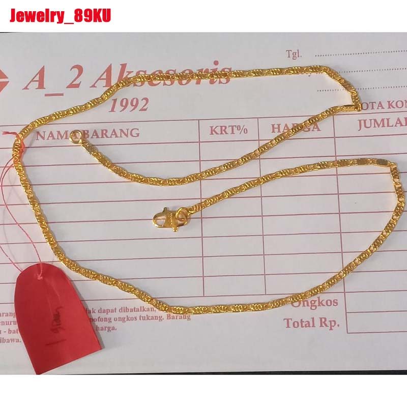 Kalung Emas Asli 24karat Motif Tempe Peca Kopi Gepeng Kadar 1gram Ada surat gratis dompet