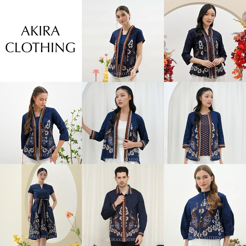 YONA.ID Atasan Batik Wanita Modern [Navy JM] - Batik Couple - Batik Seragam - Batik Unik - Dress Bat