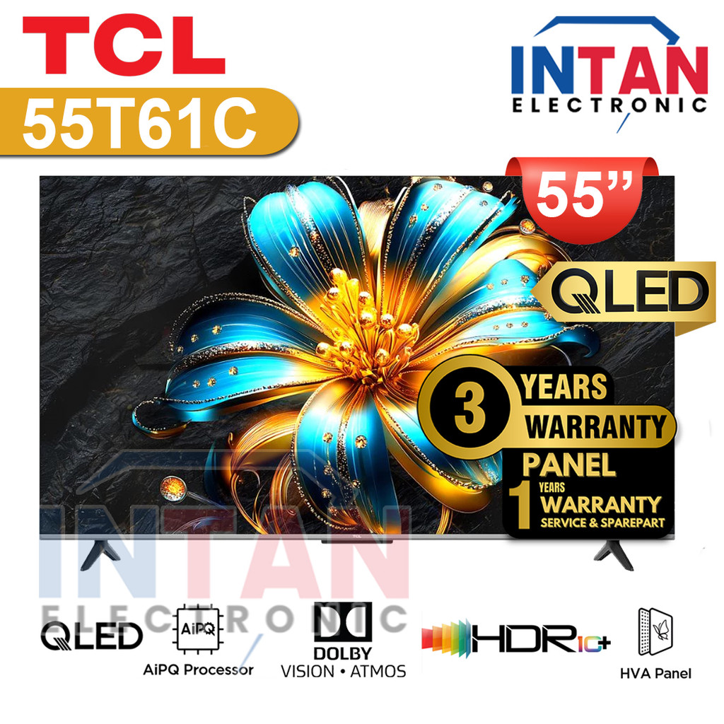 TCL QLED TV 55 INCH 55T61C GOOGLE TV 4K UHD GARANSI RESMI MEDAN