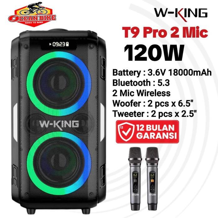 WKING T9 Pro 2 MIC Speaker W-king Portable Wireless Bluetooth Karaoke