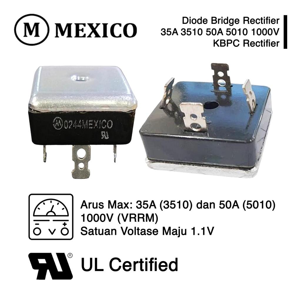 MEXICO Diode Bridge KBPC Kiprok 35A 3510 50A 5010 1000V Trafo AC DC Cas Aki Amplifier UL Certified O