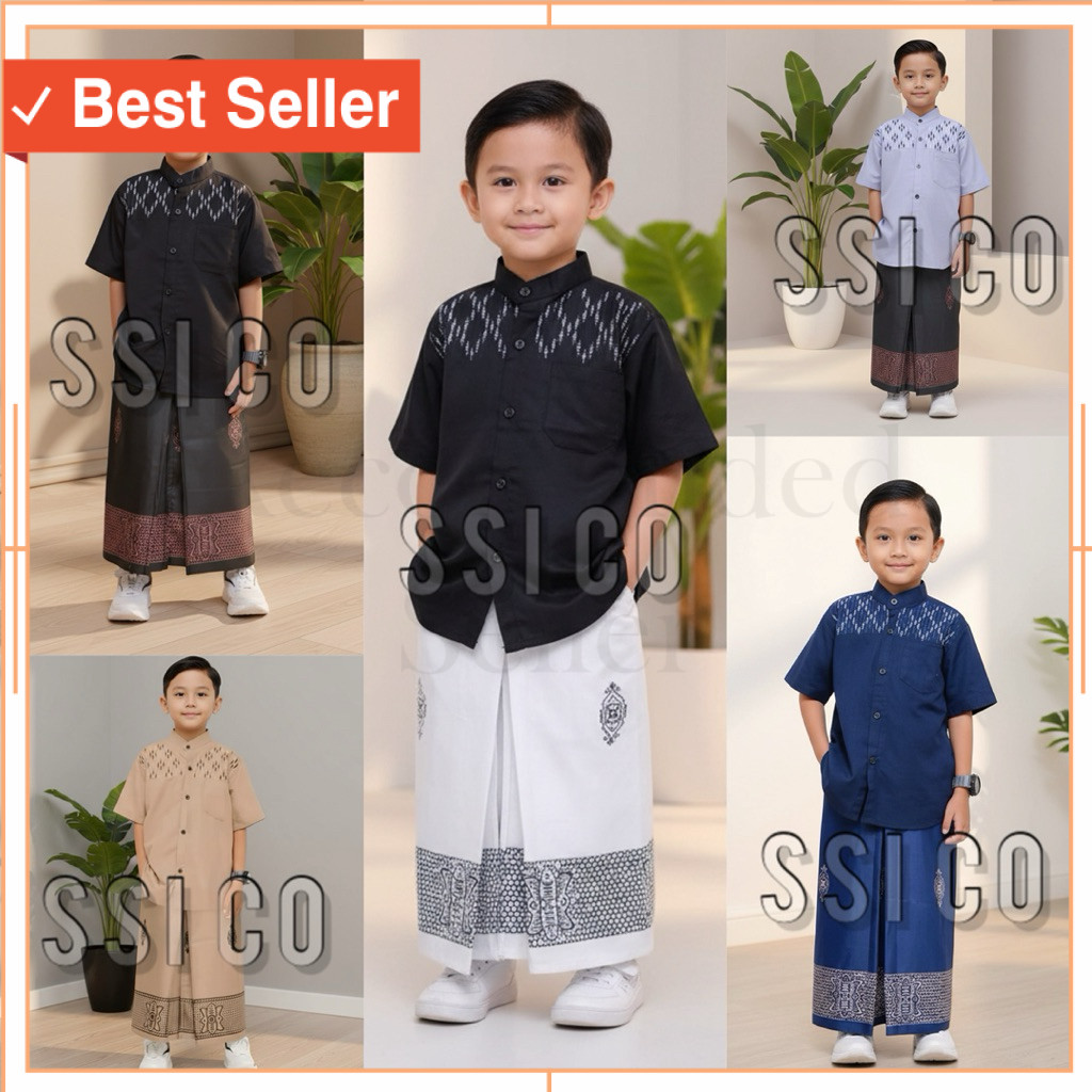Termurah Baju koko style keren Bahan Bagus Berkualitas / Baju Koko Anak Set Sarung Instan Praktis Mu