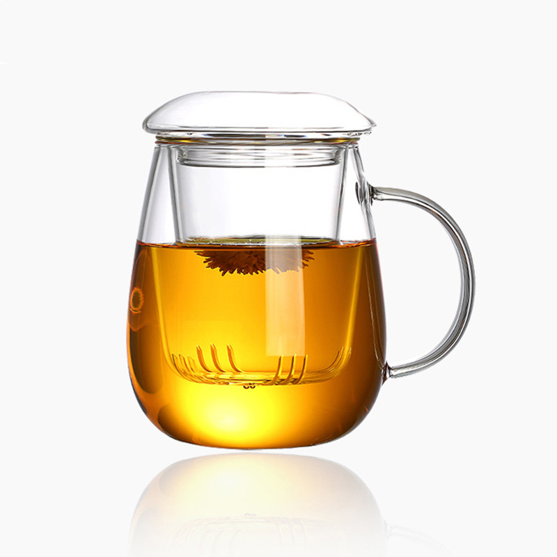 inese style tea mug with lid filter 550ml.Coffee Cups Tea Set Mugs Beer Drink Office Mug Transparent