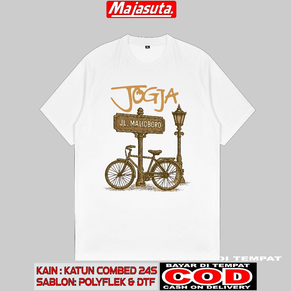 KAOS OLEH OLEH WISATA JOGJA MALIOBORO KAOS WARNA PUTIH TERBARU