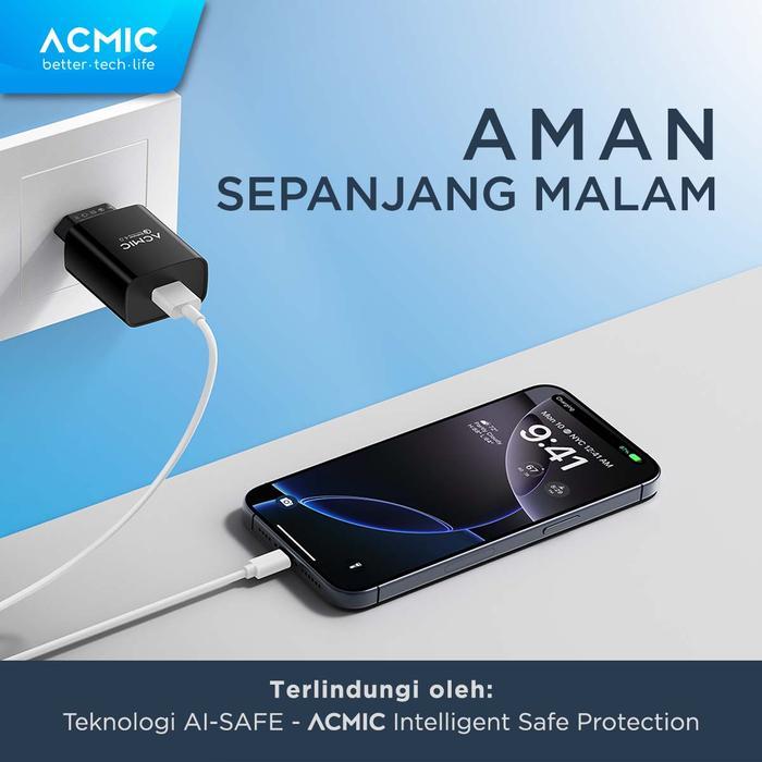 ACMIC CQC01 USB 18W Kepala Charger Fast Charging Adaptor - Black, CQC01 Only