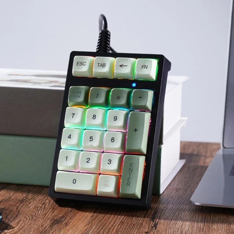 21-key Mini Meanical Keyboard Green Laptop External Keypad Financial Accounting Cash Register USB Ke