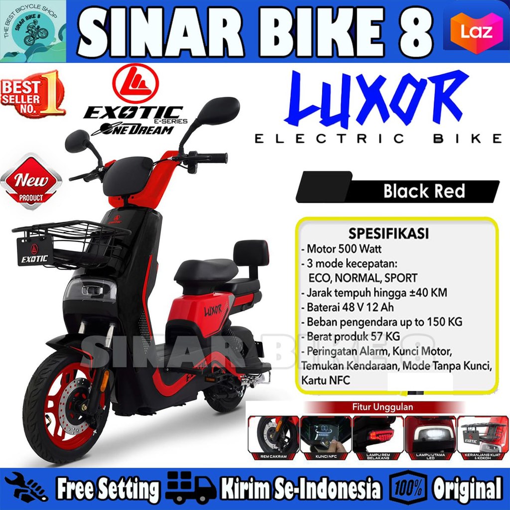 Sepeda Listrik Electric E Bike EXOTIC LUXOR Disc Brake 500 Watt