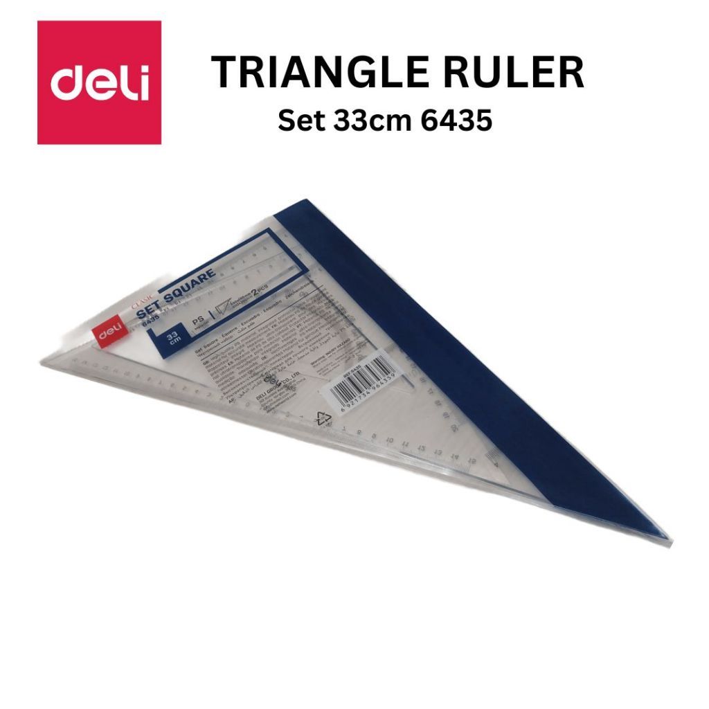 DELI PENGGARIS SEGITIGA SET / DELI MISTAR SEGITIGA ACRYLIC BENING 20/33 CM