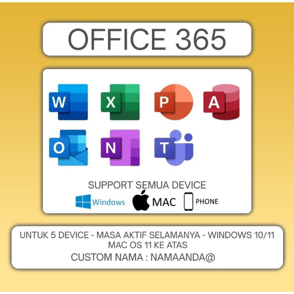 Office Akun 365 Original | Custom Nama
los Ipad Android