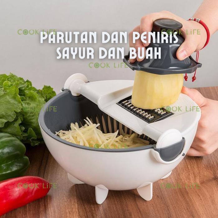 alat Parut Serbaguna Multifungsi Mangkok Putih 7IN1 Vegetable Fruit Cutter Parutan Manual pemotong S