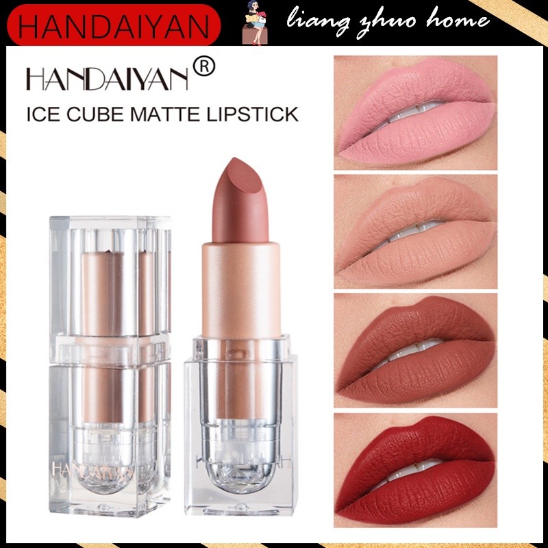 HANDAIYAN Lipstik Nude Matte Warna Pink Bean Paste, Makeup Bibir Tahan Air, Tahan Lama, Pelembab Bib