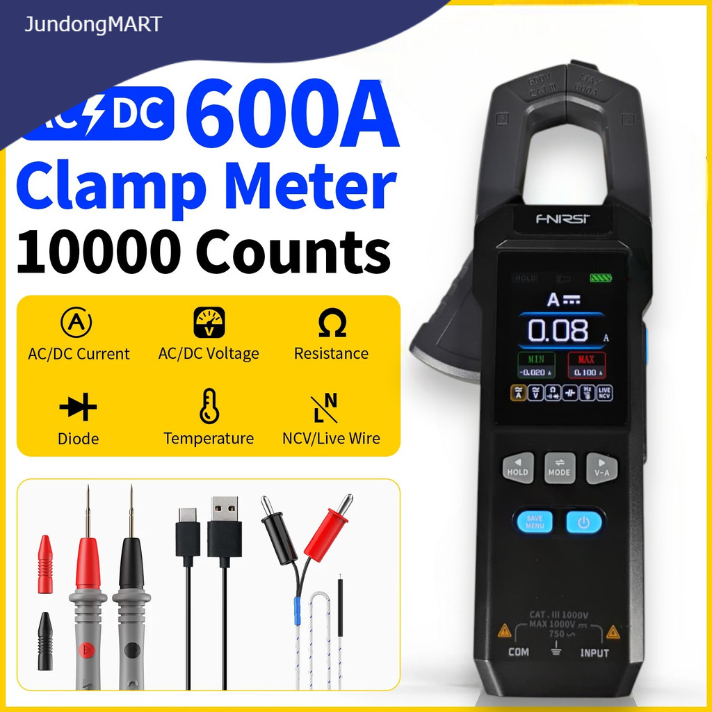 FNIRSI Digital Multimeter Tang Ampere Voltage NCV Tester Clamp 600A - DMC-100