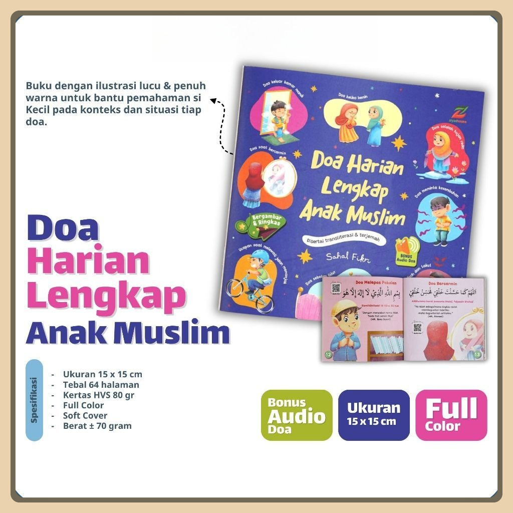Ziyadbooks - Doa Harian Lengkap Anak Muslim - Buku Belajar Berdoa Keseharian dengan Gambar Menarik