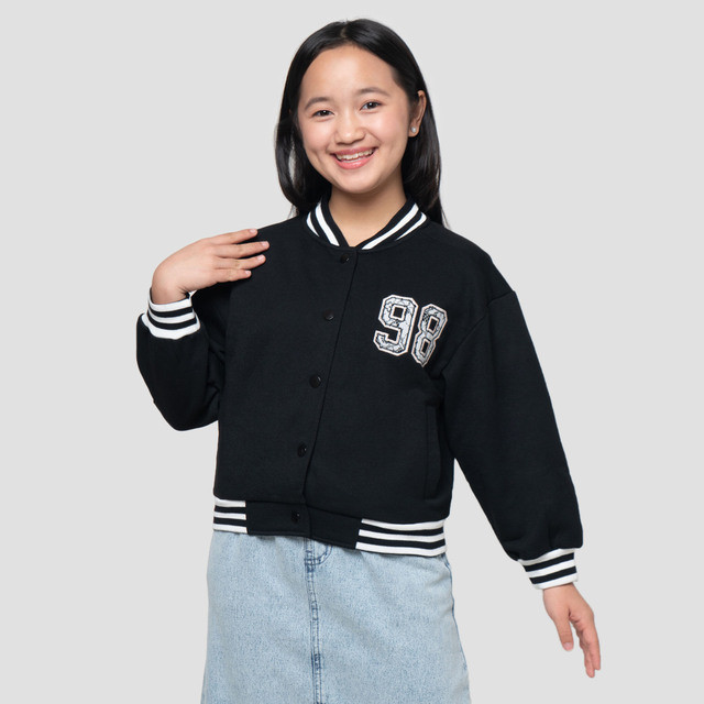 Nevada Bordir Varsity Jaket Varsity Anak Perempuan Bordir Motif Bunga Jaket Varsity Anak Perempuan J