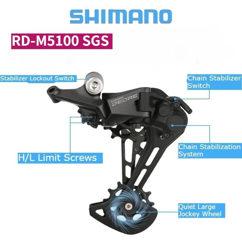 SHIMANO DEORE RD M5100 SGS 11s Rear Derailleur RD-M5100 SHIMANO MTB Sepeda Gunung SHADOW RD 1x11 Spe