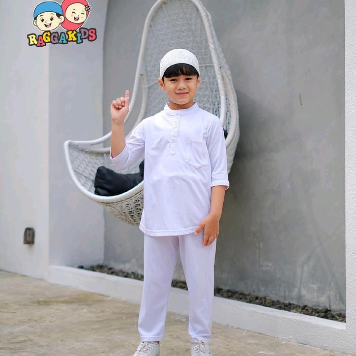 Koko anak putih set celana Raggakids | Baju Koko kurta anak set celana Raggakids - XS