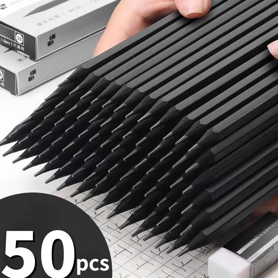 10/30/50pcs/set 2B HB Wooden Lead Pencils Black Wood Graphite Pencil Set Wood-Cased Pencils for Offi
