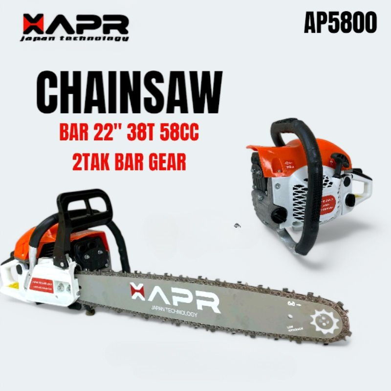 PROMO Chainsaw APR JAPAN AP5800 22INCH chainsaw 2tak mesin senso gergaji kayu pohon