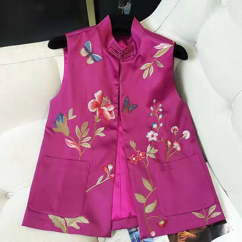 Rompi Bordir Wanita Rompi pendek dengan kancing pengikat