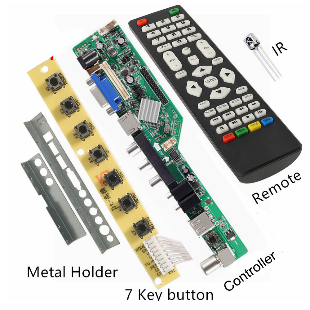 NEW gital Universal TV Controller Driver V56 V59 LED LCD TV Driver Board DVBT2+7 Key Switch+IR+4 Lam