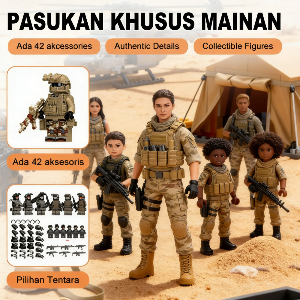 Balok Minifigure Military Swat Team Susun Tentara Mainan Mini