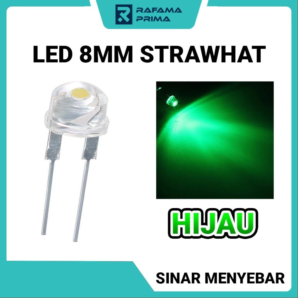 LED Strawhat 8mm Body Clear | Lampu LED Topi - Warna Hijau
