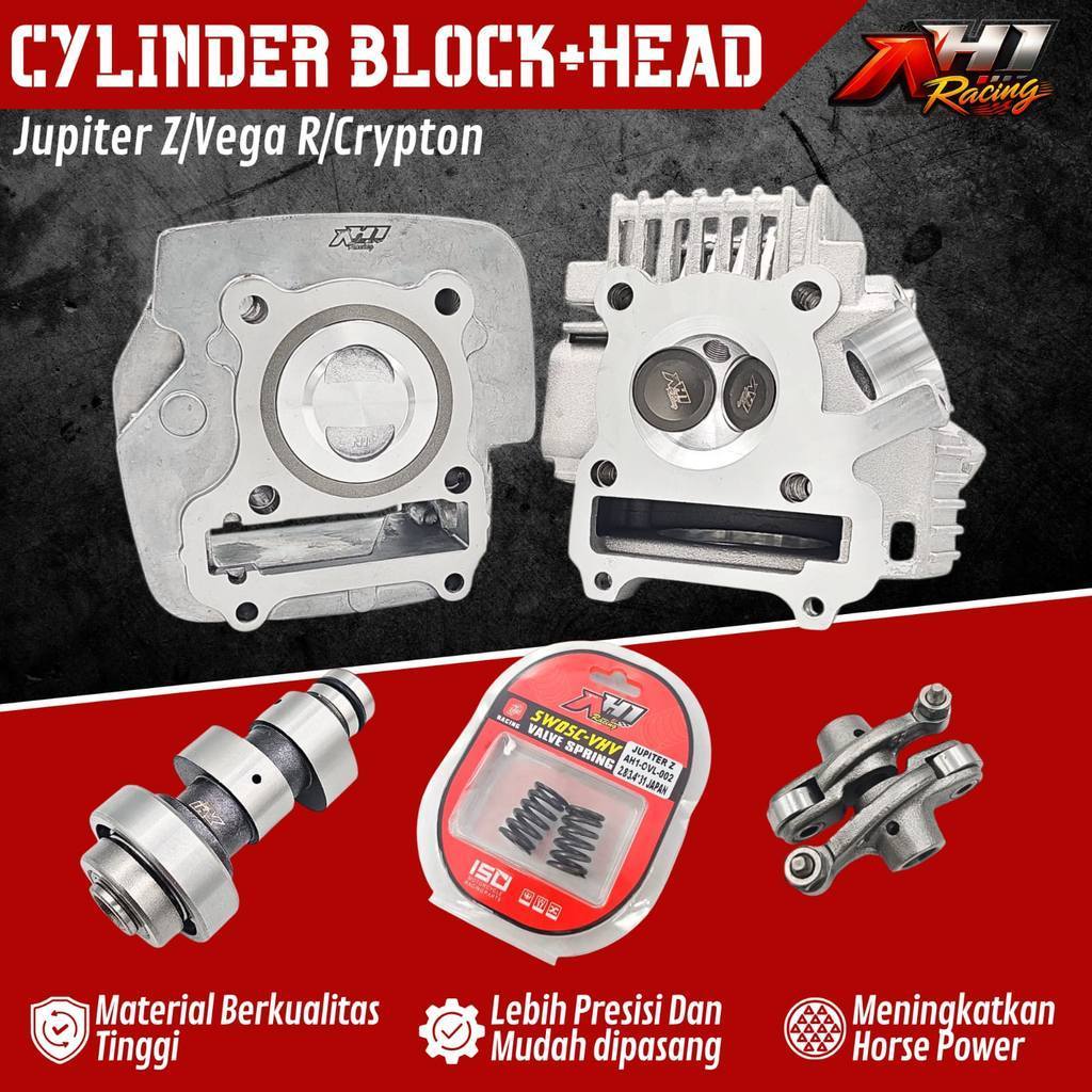 AH1 PAKET BLOK HEAD & SEHER BORE UP PISTON 55MM - KLEP 24/28MM 26/30MM PNP JUPITER Z OLD VEGA R CRYP