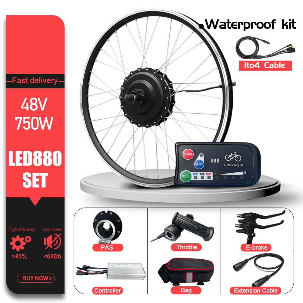 Brand Electric Bike Conversion Kit 48V 750W 20-29Inch 700C Brushless Hub Motor Wheel For Waterproof 