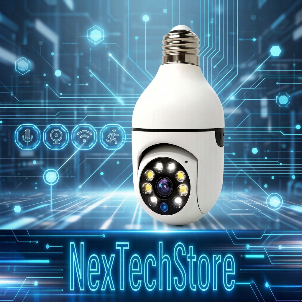 NexTechStore Kamera CCTV V720 Pro HD CCTV Bulb 360° Pengawasan Jarak Jauh Mobile HD 1080P CCTV Bulb