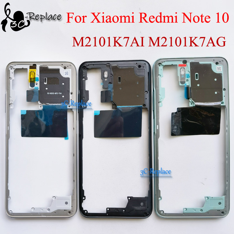6.43 in For Xiaomi Redmi Note 10 4G M2101K7AI M2101K7AG Middle Frame Mid Housing Bezel Middle Frame 