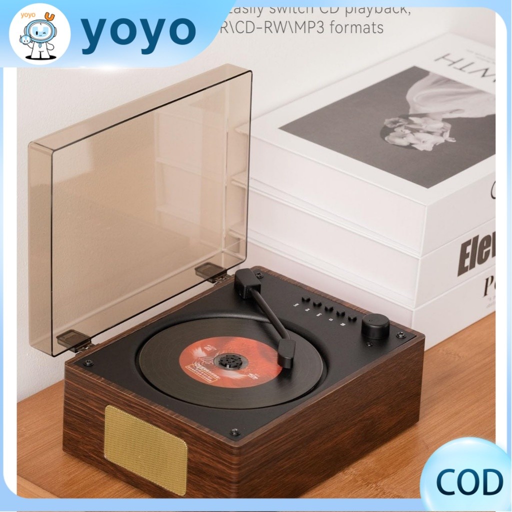 Retro CD Player CD BT USB AUX Stereo Speaker Portable CD Player Rechargeable Romote Music Player